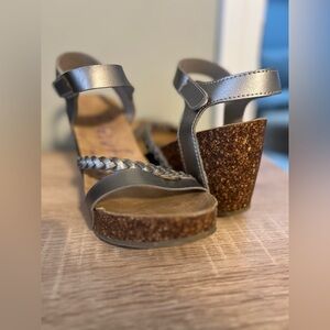 Blowfish Silver Wedge Sandals
